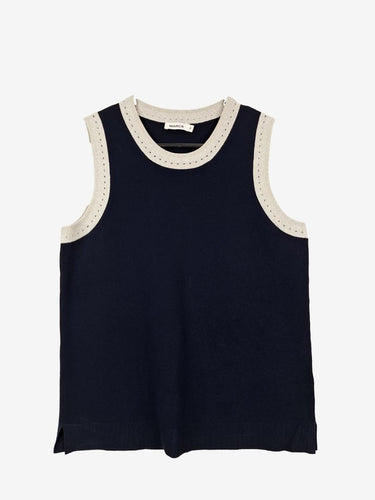 Marcs Metallic Silver and Navy Essential Top Size S