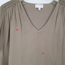 Second-Hand - Witchery Taupe Fluttery Gathered Shoulder Top Size 8 - SwapUp
