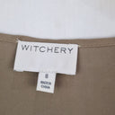 Second-Hand - Witchery Taupe Fluttery Gathered Shoulder Top Size 8 - SwapUp