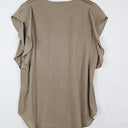 Second-Hand - Witchery Taupe Fluttery Gathered Shoulder Top Size 8 - SwapUp