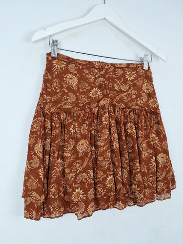 Second-Hand - Witchery Cinnamon Botanical Wide Yoke Mini Skirt Size 8 - SwapUp