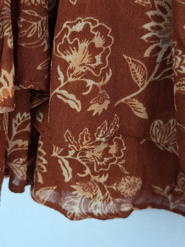 Second-Hand - Witchery Cinnamon Botanical Wide Yoke Mini Skirt Size 8 - SwapUp