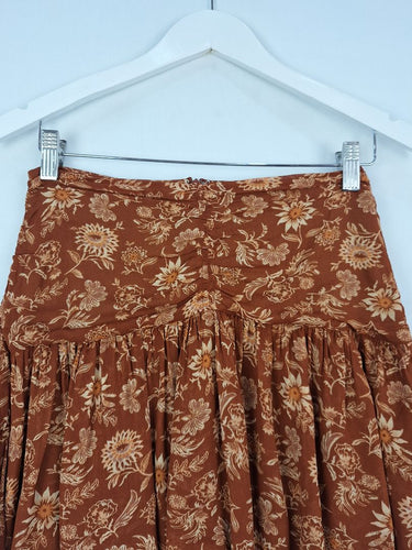 Second-Hand - Witchery Cinnamon Botanical Wide Yoke Mini Skirt Size 8 - SwapUp
