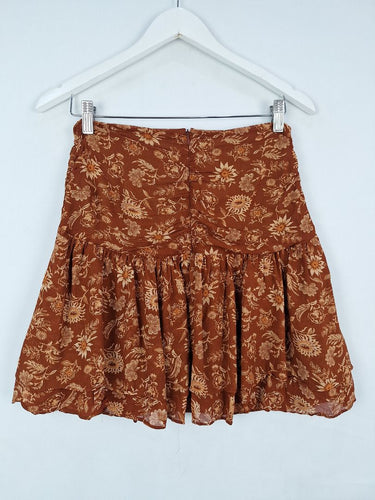 Second-Hand - Witchery Cinnamon Botanical Wide Yoke Mini Skirt Size 8 - SwapUp