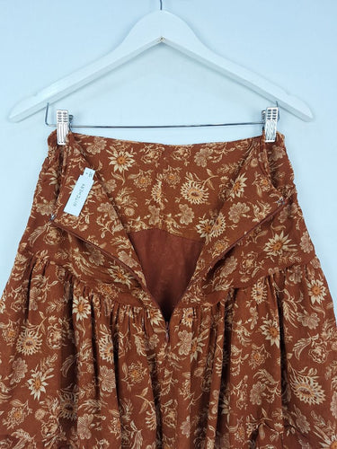 Second-Hand - Witchery Cinnamon Botanical Wide Yoke Mini Skirt Size 8 - SwapUp