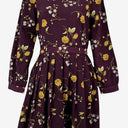 Second-Hand - Princess Highway Dark Plum Floral Belted Dress Size 8 - SwapUp