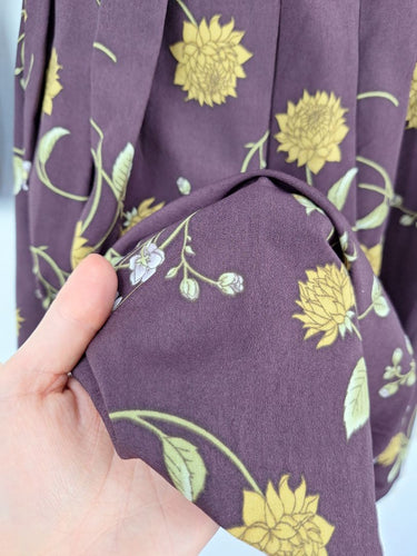 Second-Hand - Princess Highway Dark Plum Floral Belted Dress Size 8 - SwapUp