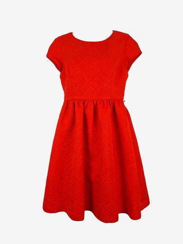 hi there karen walker red dress Hi There Karen Walker Dress Sz 6 Orange Navy Blue Polished Elegance NEW