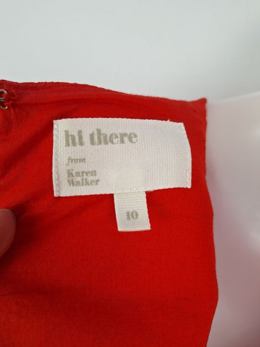 Second-Hand - Hi There by Karen Walker Bright Red Florally Embossed Dress Size 10 - SwapUp