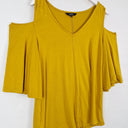 Second-Hand - Motto Mustard Stretch Cold Shoulder Top Size 14 - SwapUp