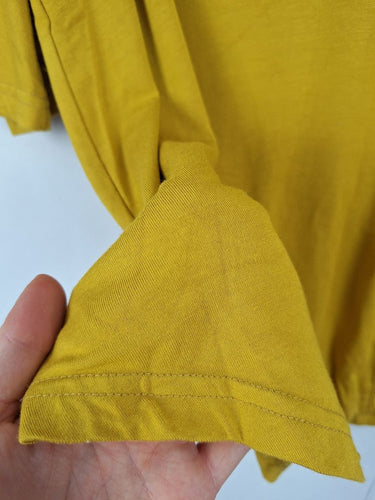 Second-Hand - Motto Mustard Stretch Cold Shoulder Top Size 14 - SwapUp