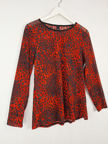 Second-Hand - Motto Vibrant Mesh Animal Print Top Size 16 - SwapUp