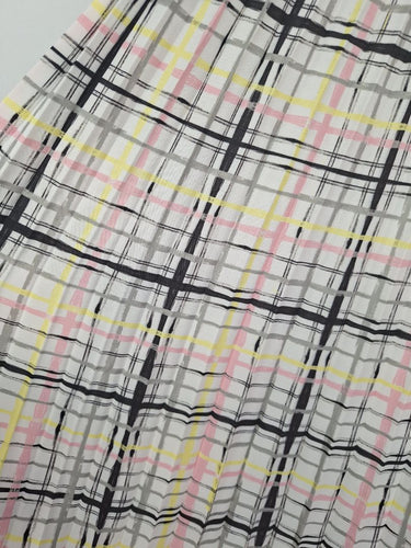 Second-Hand - Bande Studio Pink & Yellow Check Pleated Midi Skirt Size S - SwapUp
