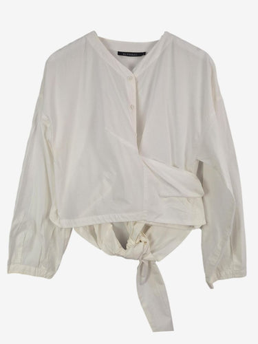 Alpha60 White Oversized Tie Front Top Size L