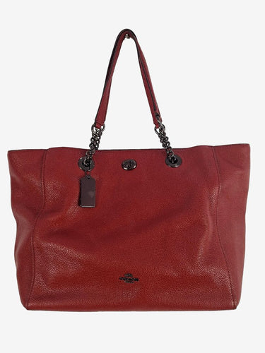 Coach Deep Wine Pebble Leather Oversized Handbag