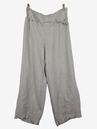 Sarah Pacini Mid Grey Pure Linen Palazzo Pants Size M
