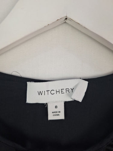 Second-Hand - Witchery Semi Sheer Embroidered Summer Staple Blouse Size 8 - SwapUp