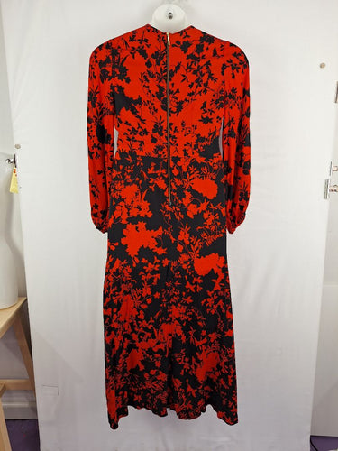 Second-Hand - Closet London Red Floral Shadows A Line Dress Size 12 - SwapUp