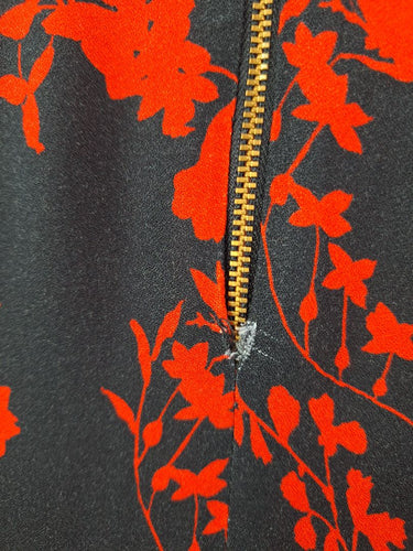 Second-Hand - Closet London Red Floral Shadows A Line Dress Size 12 - SwapUp