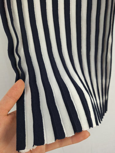 Second-Hand - Sheike Navy Ribbed Striped Knit Top Size 8 - SwapUp