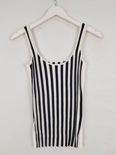 Second-Hand - Sheike Navy Ribbed Striped Knit Top Size 8 - SwapUp