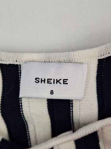 Second-Hand - Sheike Navy Ribbed Striped Knit Top Size 8 - SwapUp