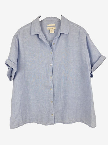 Cynthia Rowley Cornflower Blue Linen Shell Button Shirt Size L