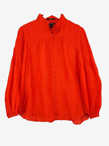 Country Road Scarlet Silk Blend Micro Pleat Blouse Size 10