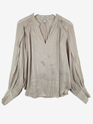 Country Road Dove Grey Silk Blend V Neck Blouse Size 12