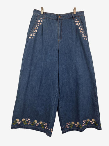 Princess Highway Cherry Blossom Embroidered High Rise Jeans Size 14