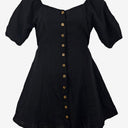 Second-Hand - Princess Highway Black Linen Blend Mini Dress Size 12 - SwapUp