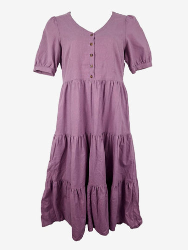 Princess Highway Lilac Linen Blend Tiered Maxi Dress Size 12