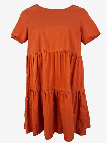 Princess Highway Papaya Linen Blend Midi Dress Size 14