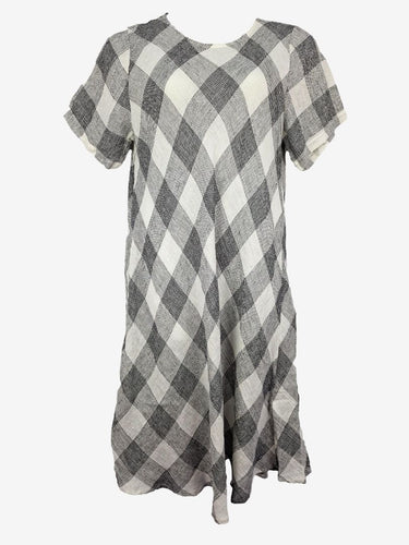 Gorman Breezy Plaid Monochrome Linen Dress Size 16
