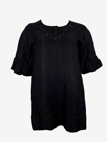 Country Road Effortless Linen Silk Blend With Beaded Neck Line Dress Size 10