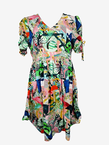 Gorman Vibrant Paint Look Silk Shift Dress Size 14