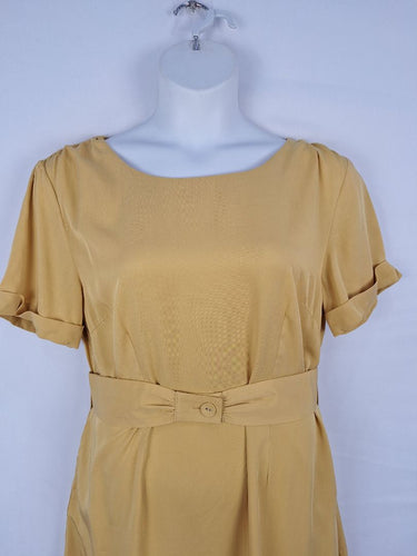 Second-Hand - Ergonaut Mustard Belted Shift Dress Size 14 - SwapUp