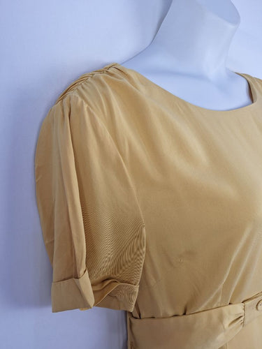 Second-Hand - Ergonaut Mustard Belted Shift Dress Size 14 - SwapUp