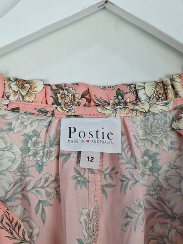 Second-Hand - Postie Peachy Pink Floral Blouse Size 12 - SwapUp