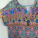 Second-Hand - Blue Illusion Bright Aztec Silk Beaded Midi Dress Size S - SwapUp