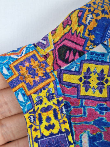 Second-Hand - Blue Illusion Bright Aztec Silk Beaded Midi Dress Size S - SwapUp