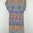 Second-Hand - Blue Illusion Bright Aztec Silk Beaded Midi Dress Size S - SwapUp