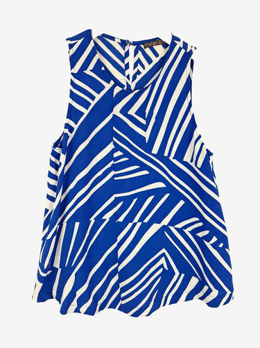 Mister Zimi Electric Blue Geo Sleeveless Blouse Size 10