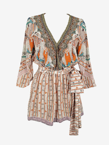 Camilla Bohemian Silk V Neck Short Jumpsuit Size 10