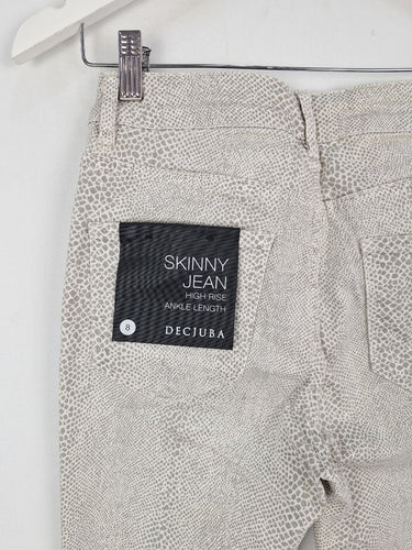 Second-Hand - Decjuba Grey Reptile High Rise Skinny Jeans Size 8 - SwapUp