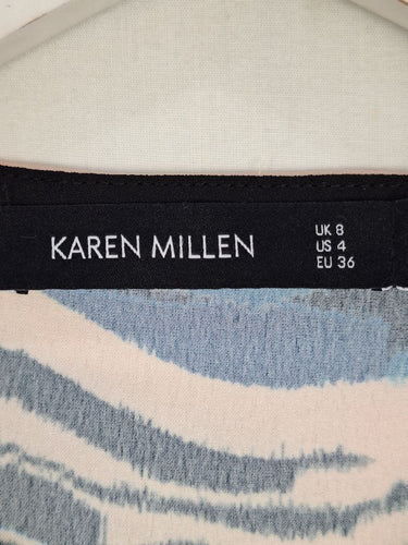 Second-Hand - Karen Millen Satin Quarter Zip Wavy Blur Top Size 8 - SwapUp