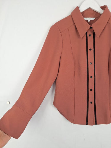 Second-Hand - Veronika Maine Dusty Rose Lace Front Shirt Size 8 - SwapUp