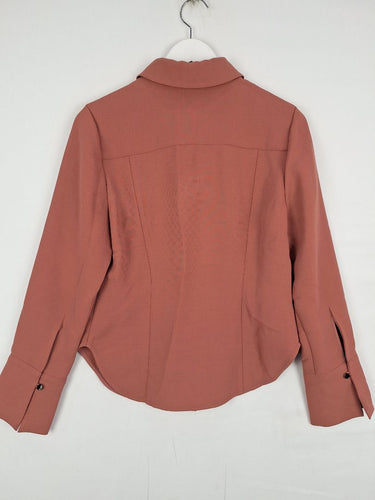 Second-Hand - Veronika Maine Dusty Rose Lace Front Shirt Size 8 - SwapUp