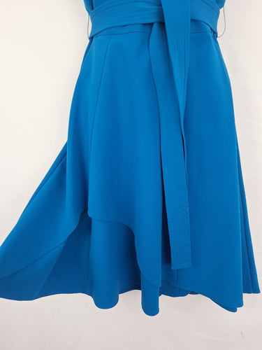 Second-Hand - Karen Millen Vibrant Blue Wavy High Low Dress Size 8 - SwapUp