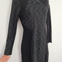 Second-Hand - Karen Millen Structured Charcoal Micro Lines Midi Dress Size 10 - SwapUp